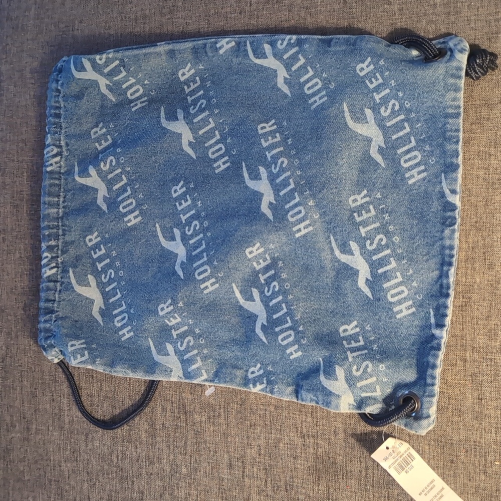 Hollister Denim Drawstring Bag / Backpack (NWT)